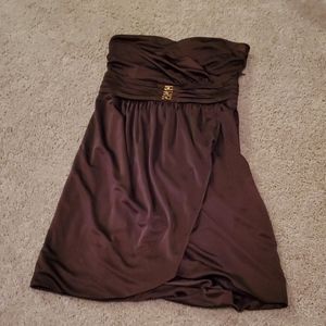 Arden B Small Brown Satin Dress with Gold Accent